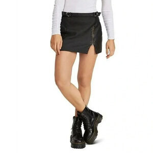 Free People Vegan Leather Midnight Magic Classic Mini Skirt Size 8